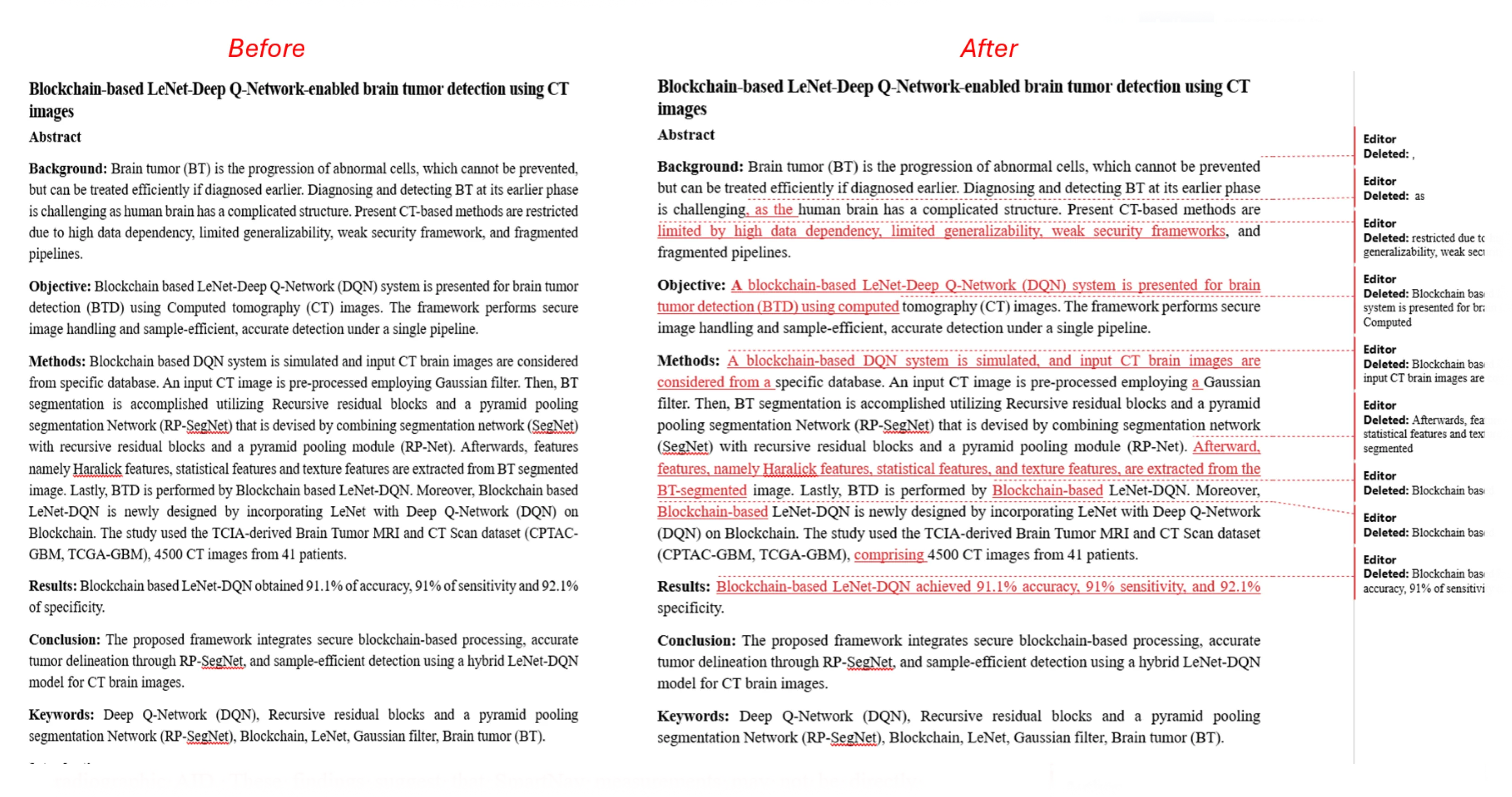 Proofreading sample with tracked corrections